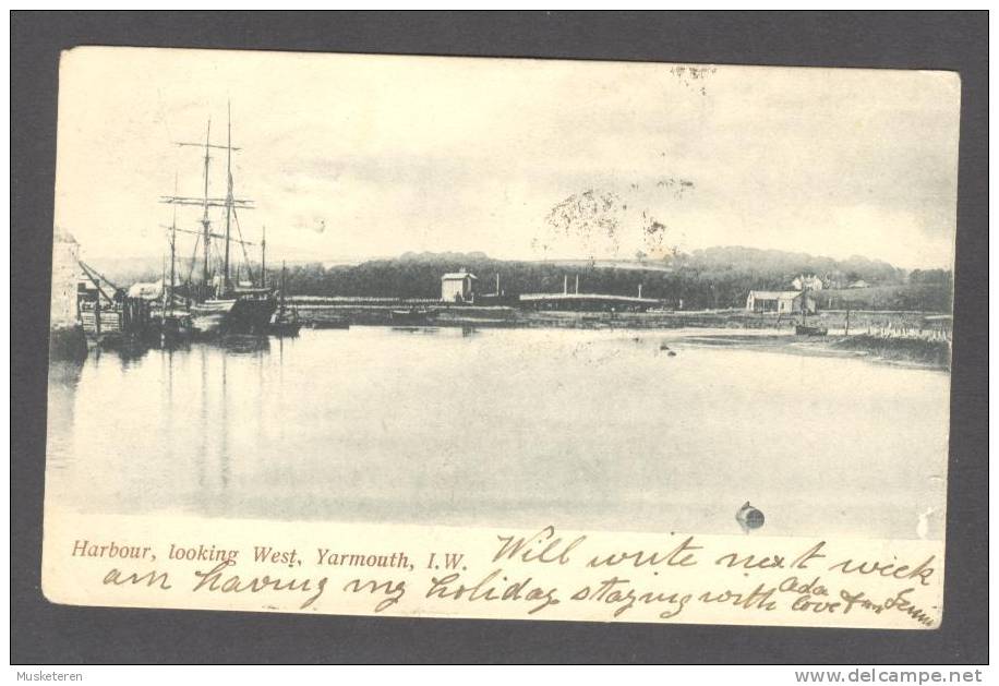 United Kingdom PPC Isle Of Wight Harbour, Looking West Deluxe Numeral 486 YARMOUTH 1904 KENILWORTH Cape Town S. Africa - Andere & Zonder Classificatie