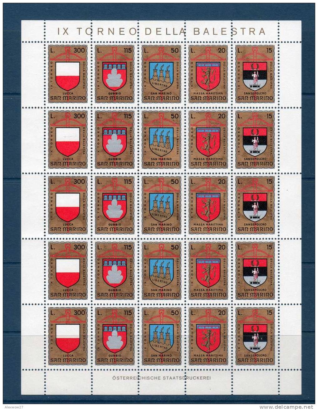 SAN MARINO 1974 -- BALESTRE -- MINISHEET / MINIFOGLIO ** MNH - Blocks & Kleinbögen