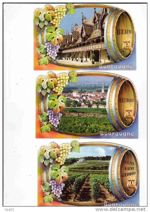Lot De 6 Cartes Postales Neuves Et Différentes Sur Vignoble De Bourgogne Beaune, Nuits Meursault Vosne Romanée Vougeot - Autres & Non Classés