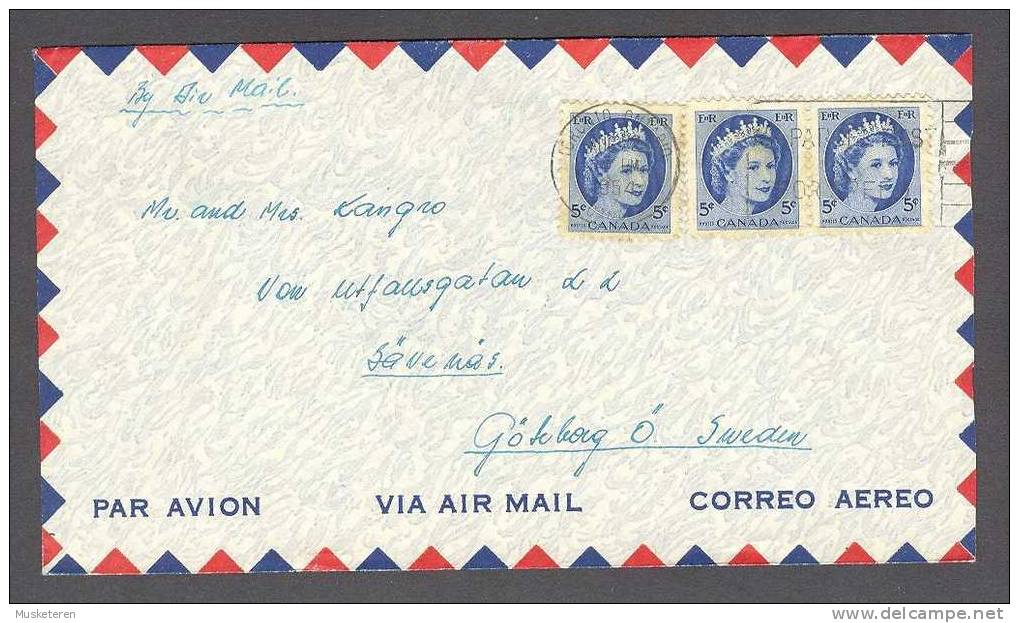 Canada Airmail Par Avion Correo Aereo Toronto Ontario 1954 Cover To Göteborg Gothenburg Sweden QE II - Luftpost