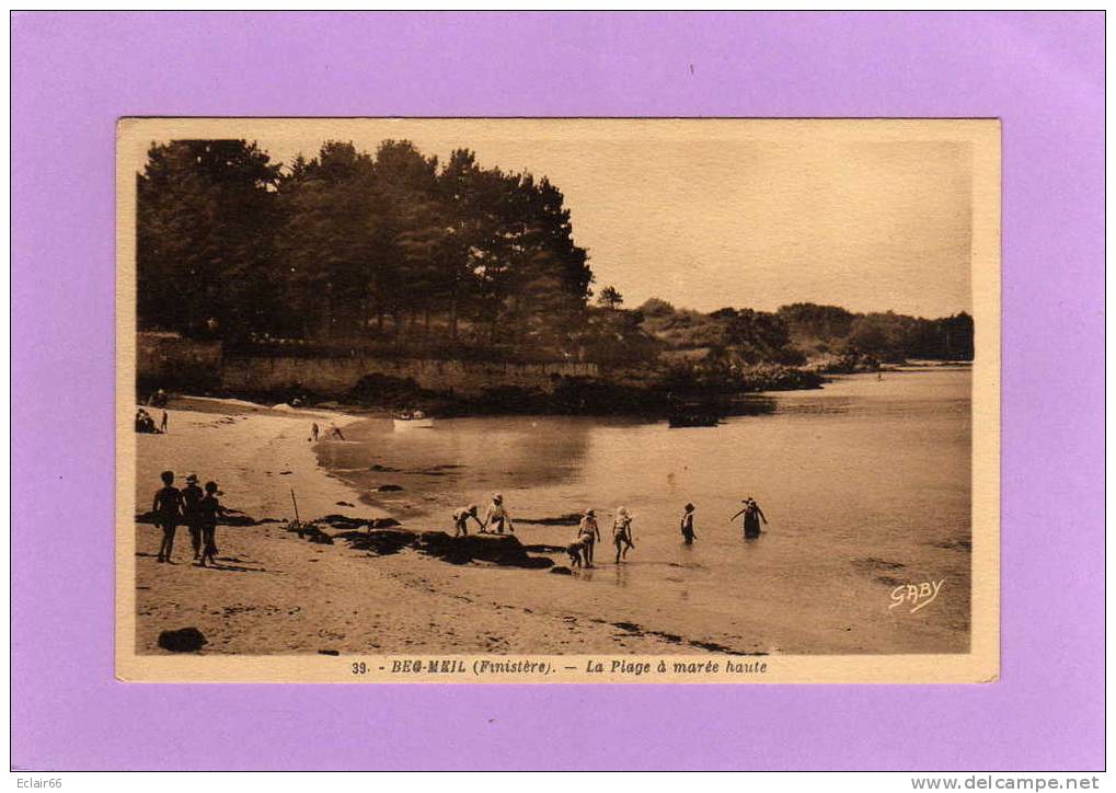 29  Beg-Meil - La Plage à Marée Haute - CPA   Animée  Enfants  Au Bain     Edit Gaby   Artaud  N°39 - Beg Meil