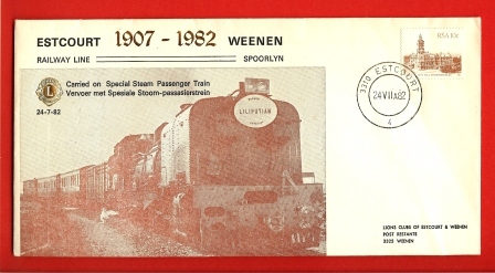 RSA 1982 Cover Lions 75 Years "Steamtrain" Stampnr(s) 610 - Trains