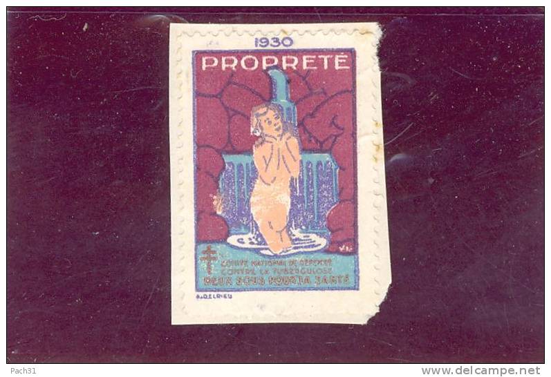 Vignette Contre La Tuberculose " Propreté" 1930 Sur Fragment - Antituberculeux