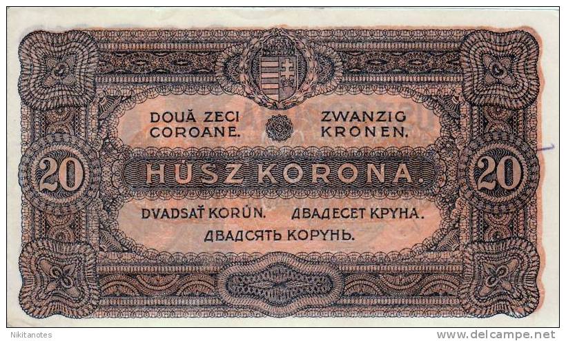 HUNGARY 20 KORONA 1920 PICK 61 AUNC-. - Ungarn