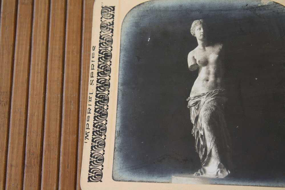 CARD STÉRÉOSCOPIQUE STEREOSCOPIC Stéréoskopisch:IMPERIAL SERIES 1901 VENUS DE MILO MUSEE DU LOUVRE PARIS FRANCE - Cartes Stéréoscopiques