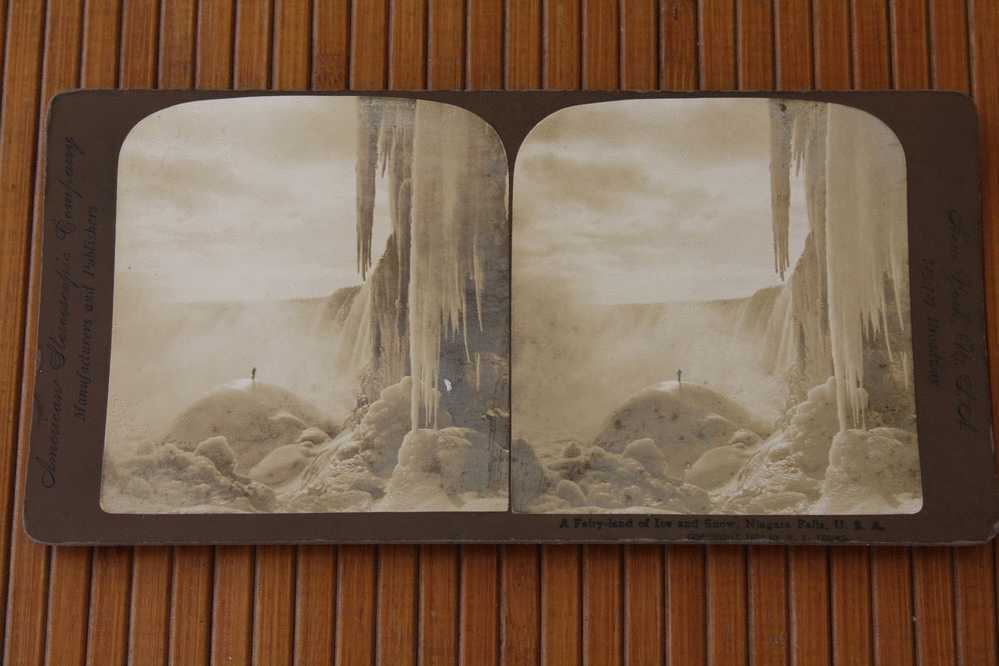 CARD STÉRÉOSCOPIQUE AMERICAN STEREOSCOPIC CIE  Stéréoskopisch:NIAGARA FALLS USA A FAIRY LAND OF ICE AND SNOW - Cartes Stéréoscopiques