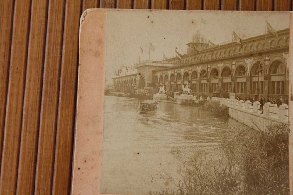 CARD STÉRÉOSCOPIQUE AMERICAN STEREOSCOPIC  Stéréoskopisch:TRANSPORTATION BUILDING COLOMBIAN EXPOSITION CHICAGO - USA - Cartes Stéréoscopiques