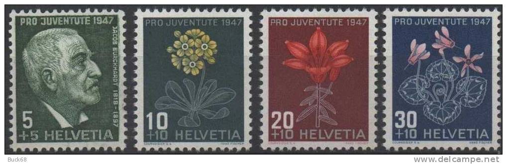 SUISSE HELVETIA SCHWEIZ 445 à 448 ** MNH Pro Juventute PRIMEVERE CYCLAMEN LYS Fleur Flower Blume - Neufs