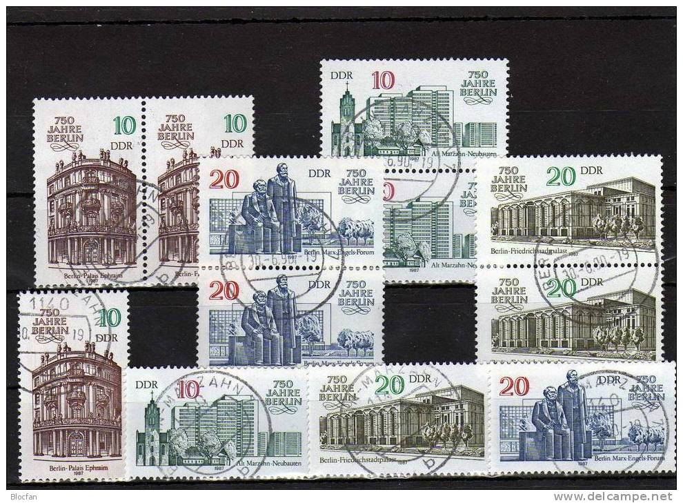 Historische Gebäude Berlin Komplette Serie DDR 3071/8, Paare+ 4x4 - Block O 17€ Jubiläum 750 Jahre Hauptstadt - Se-Tenant