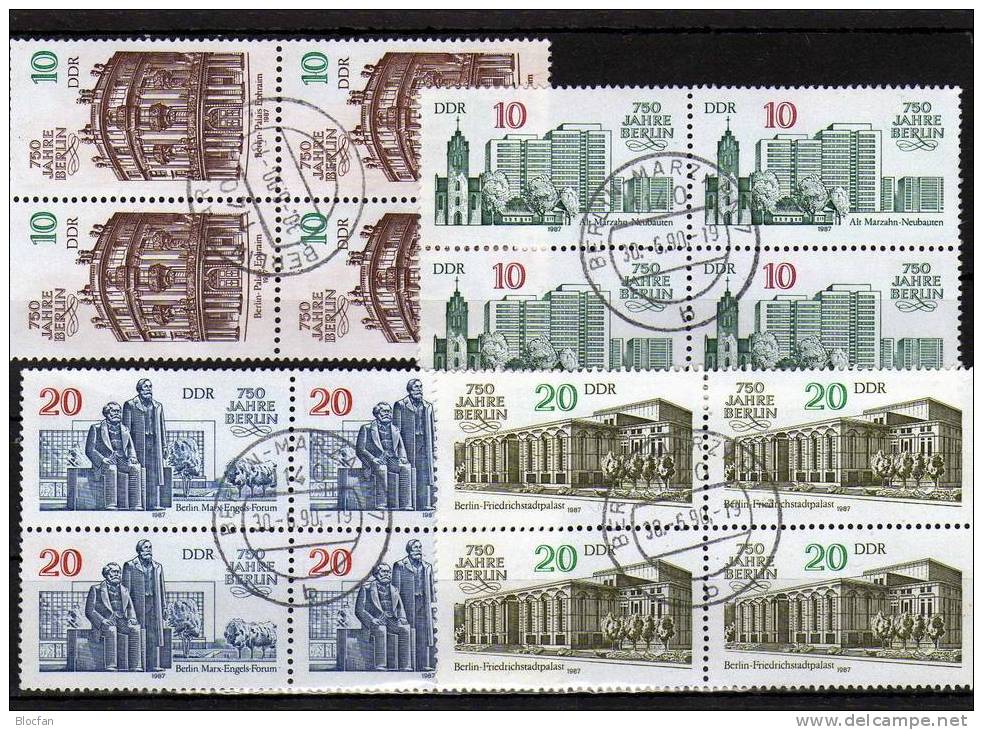 Historische Gebäude Berlin Komplette Serie DDR 3071/8, Paare+ 4x4 - Block O 17€ Jubiläum 750 Jahre Hauptstadt - Se-Tenant