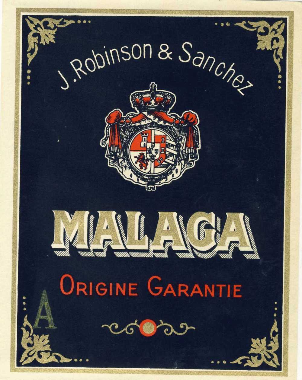 Rare Et Superbe étiquette ROBINSON   MALAGA Avant 1940 Parfait état. Blason. - Otros & Sin Clasificación