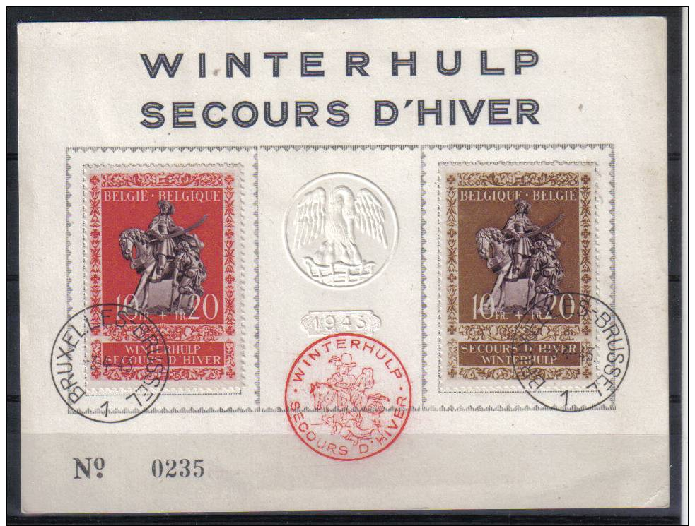 Belgie  1943  613/614  Spec. Herdenkingkaart  *** - Usati