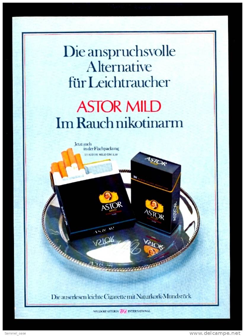 Reklame Werbeanzeige 1974 ,  ASTOR MILD  -  Die Anspruchsvolle Alternative Für Leichtraucher - Sonstige & Ohne Zuordnung