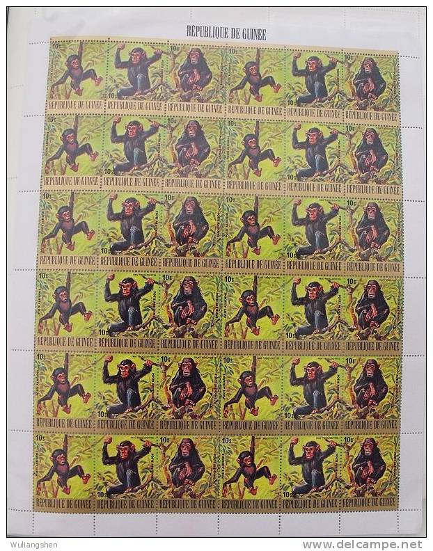 CF0273 Guinea Chimpanzee Sheet MNH - Schimpansen