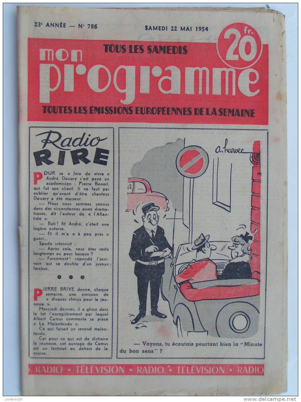 Radio Télévision N° 786 De 1954 - A. HARVEC; P. LECONTE; M. CAZENEUVE; S. DELAIR - Zeitschriften