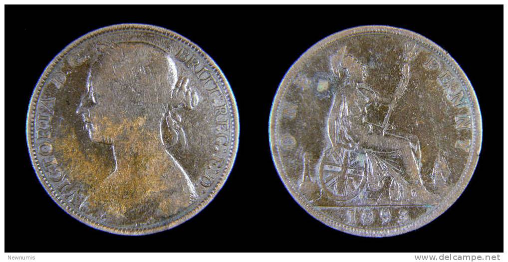 GREAT BRITAIN / GRAN BRETAGNA - QUEEN VICTORIA -  1 PENNY ( 1893 ) - D. 1 Penny