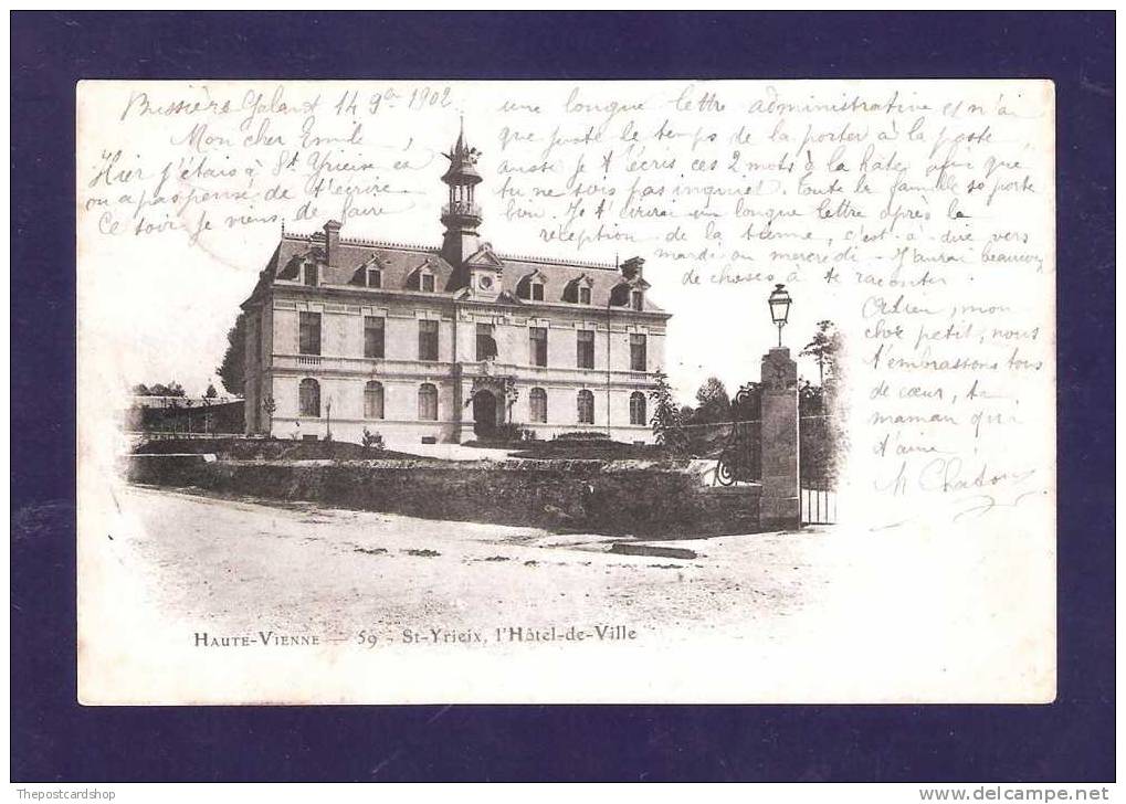 CPA 87  No.59 Haut Vienne Dos Non Divise St Yrieix L'hotel De Ville TIMBRE MORE CHEAP FRANCE + PAS DE CALAIS LISTED - Saint Yrieix La Perche