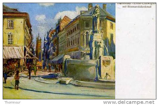 FERDINAND  BARTH  1935  - DARMSTADT - Ernst-Ludwigstr. Mit Bismarckdenkmal- 1937 - BELLE CARTE  - - Darmstadt