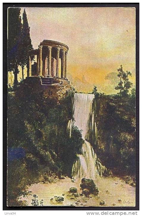 CPA  ANCIENNE- FRANCE- ILLUSTRATION SIGNÉE : BOTTARO- PAYSAGE GREC- TEMPLE PRES DE LA CASCADE- - Bottaro