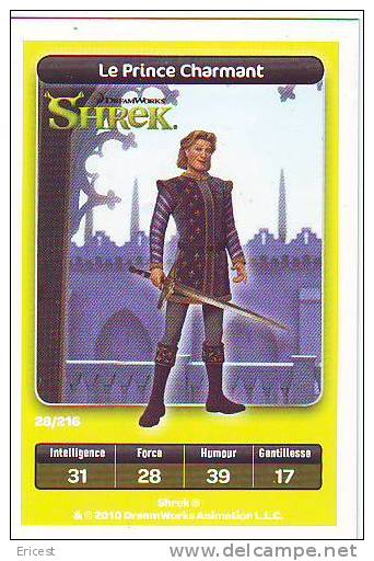 CARTE CARREFOUR DREAMWORKS SHREK LE PRINCE CHARMANT 28/216 BON ETAT - Altri & Non Classificati