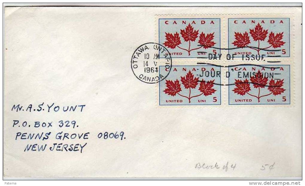 FDC, OTTAWA 1964, (Canada), - 1961-1970