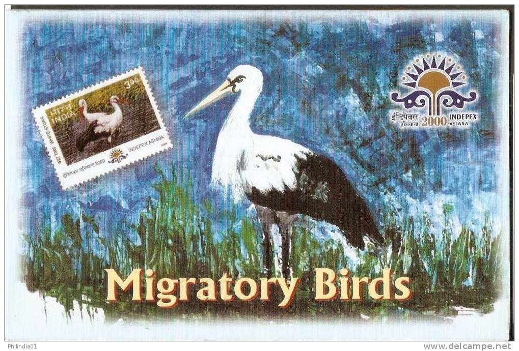 India 2000 Migratory Birds Animals White Strock Sc 1831-34 Presentation Pack Inde Indien - Storchenvögel