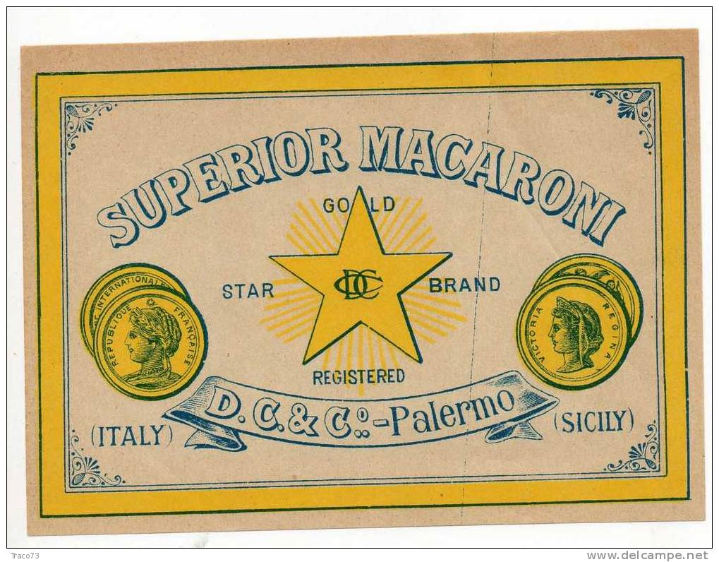 Etichetta   " SUPEROR MACARONI  D.C.&.Co "  Palermo  - Italia / Italy - Other & Unclassified