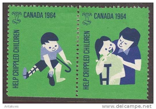 LABEL Canada 1964 Help Crippled Children Parre - Vignettes De Fantaisie