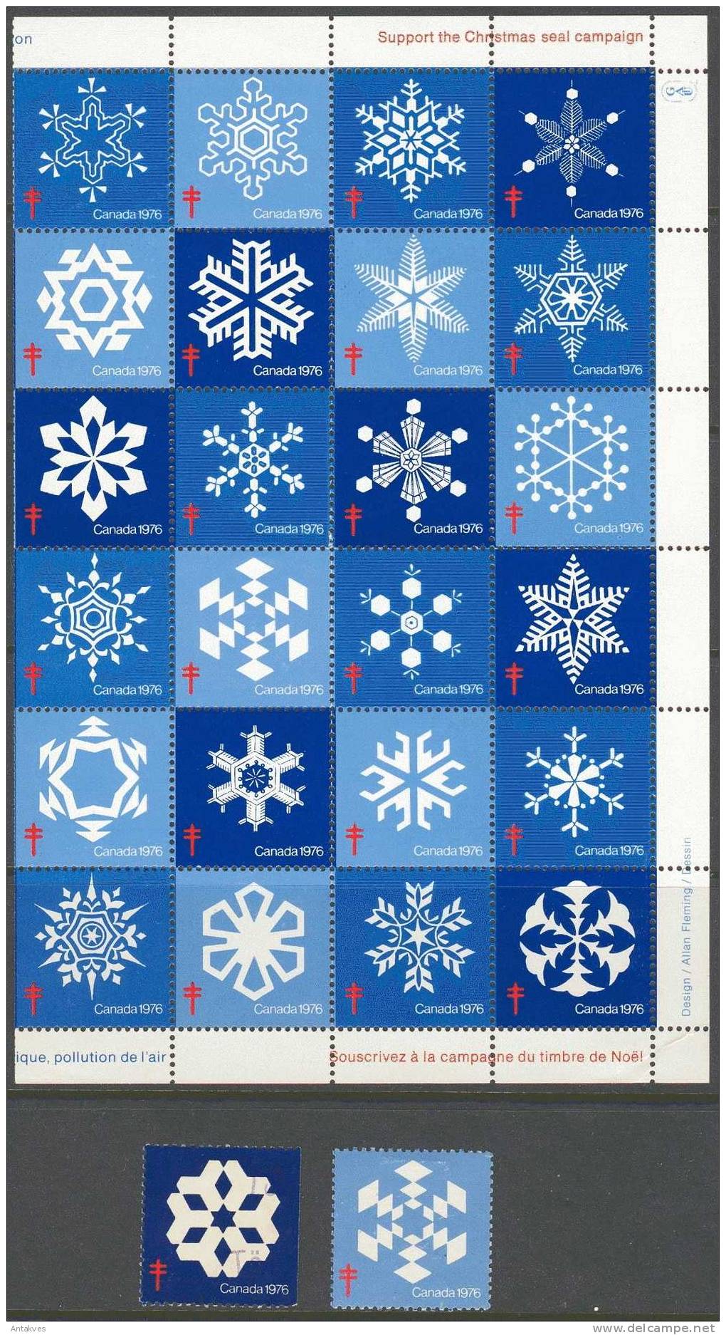 LABEL Canada 1976 Christmas Antituberculose Sheet Of 24 +2 See Scan - Fantasie Vignetten