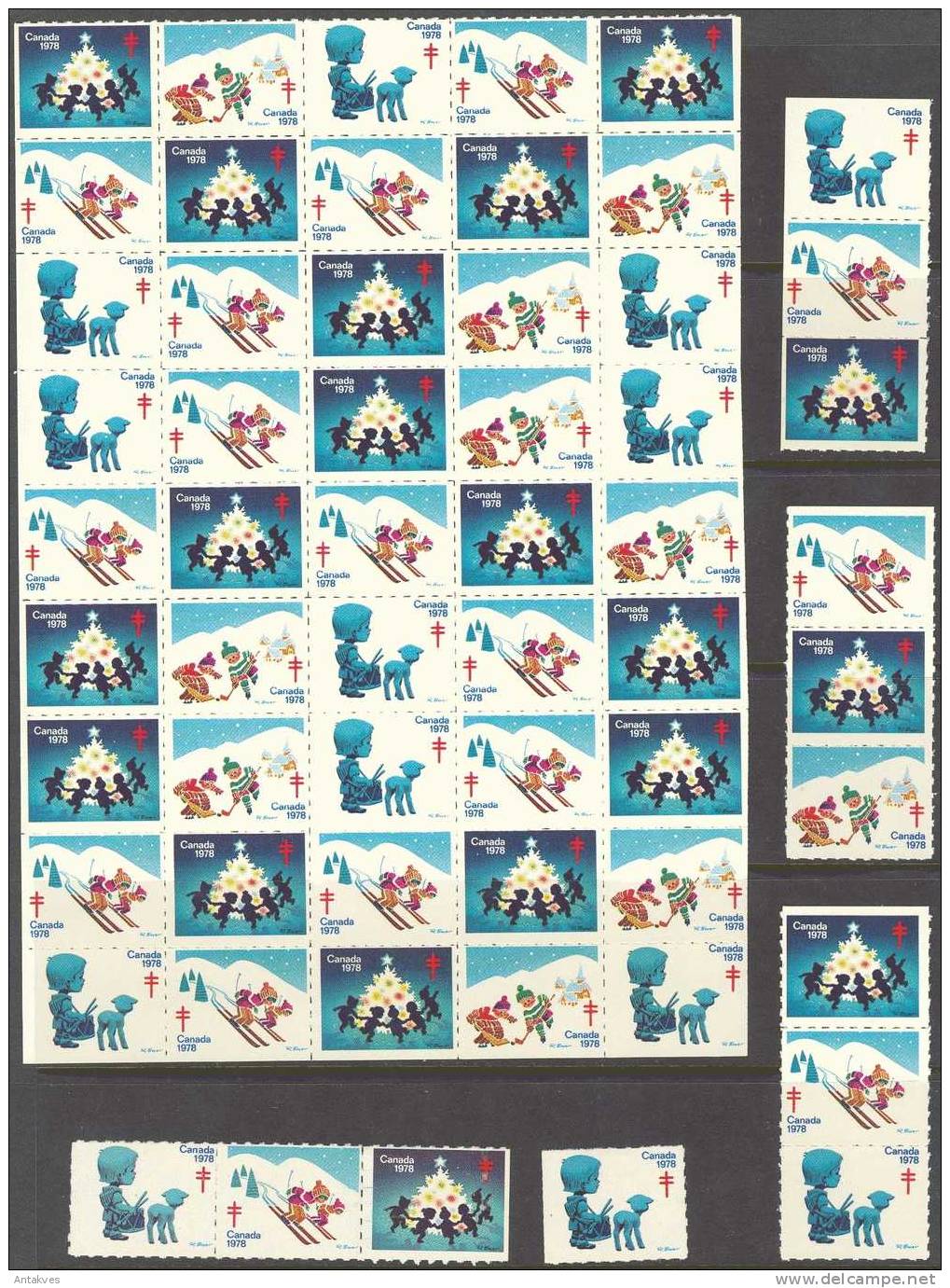 LABEL Canada 1978 Christmas Antituberculose Sheet Of 45+19 Various Options - Etichette Di Fantasia