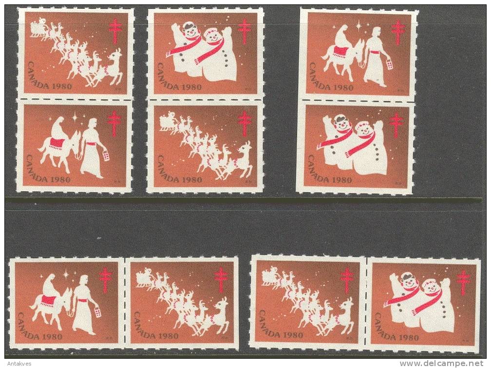 LABEL Canada 1980 Christmas Antituberculose Sheet Of 30+22 Various Options MNH - Fantasy Labels