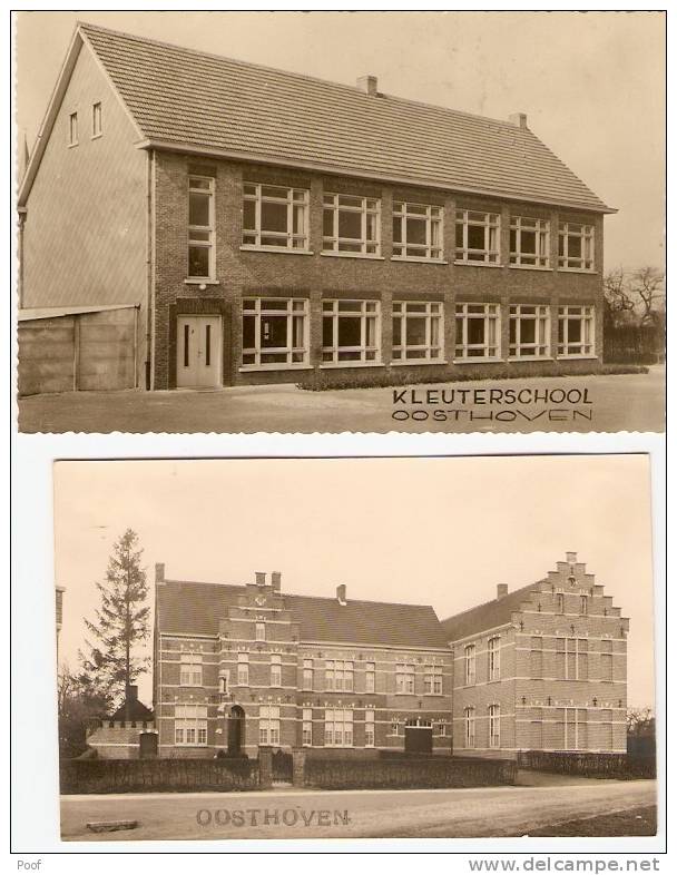 Oosthoven : Klooster En School ----2 Kaarten ( Fotokaarten ) - Oud-Turnhout