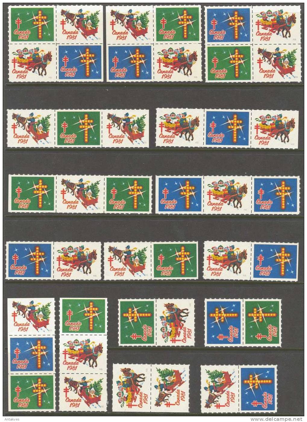 LABEL Canada 1981 Christmas Antituberculose Full Sheet Of 60+50 Various Options - Fantasy Labels