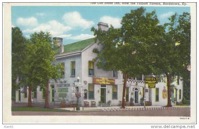 Bardstown KY Kentucky, Old Stone Inn Now Talbott Tavern, Coffee Shop, On C1930s/40s Vintage Curteich Linen Postcard - Andere & Zonder Classificatie