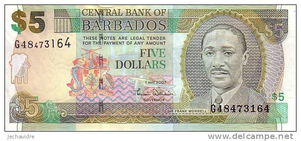 BARBADES  5 Dollars  Daté Du 01-05-2007   Pick 67     ***** BILLET  NEUF ***** - Barbados