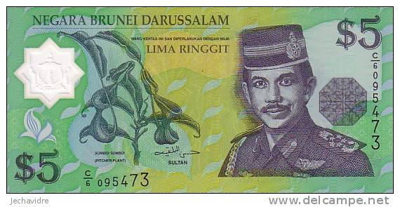 BRUNEI   5 Ringgit  Emission De 2002  Pick 23   POLYMERE    ***** BILLET  NEUF ***** - Brunei