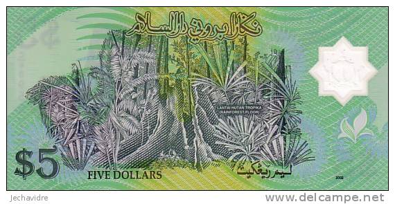 BRUNEI   5 Ringgit  Emission De 2002  Pick 23   POLYMERE    ***** BILLET  NEUF ***** - Brunei