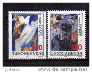 Yugoslavia 1986 ** YT2073-74 Diseños Infantiles. Palomas, Niña, Edificios, Comunicaciones. - 1986