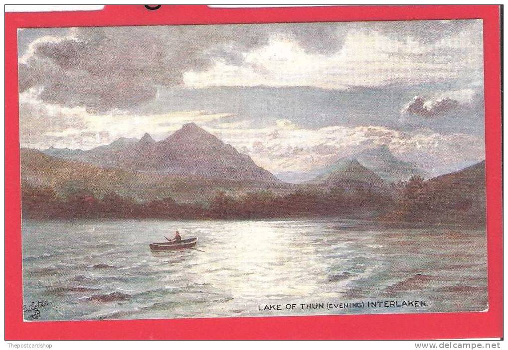 &#9670; SCHWEIZ SWISS LAKE OF THUN TUCK OILETTE 7609 INTERLAKEN WIDE WIDE WORLD MORE CHEAP SWISS CARDS LISTED - Interlaken