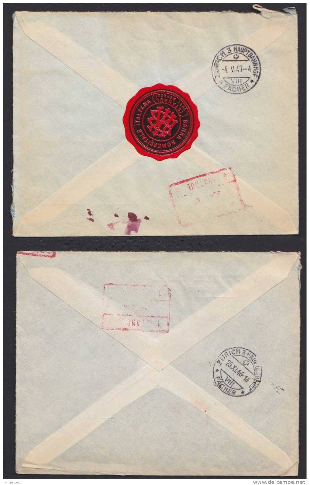 TURKEY, 4 REGISTERED  COVERS 1946-1947 TO ZÜRICH, Good Condition - Lettres & Documents