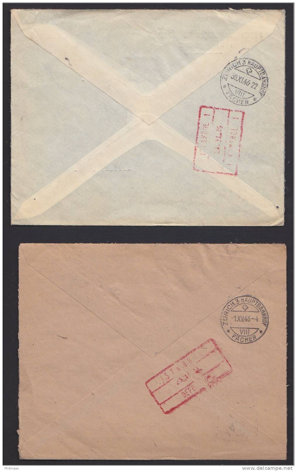 TURKEY, 4 REGISTERED  COVERS 1946-1947 TO ZÜRICH, Good Condition - Covers & Documents