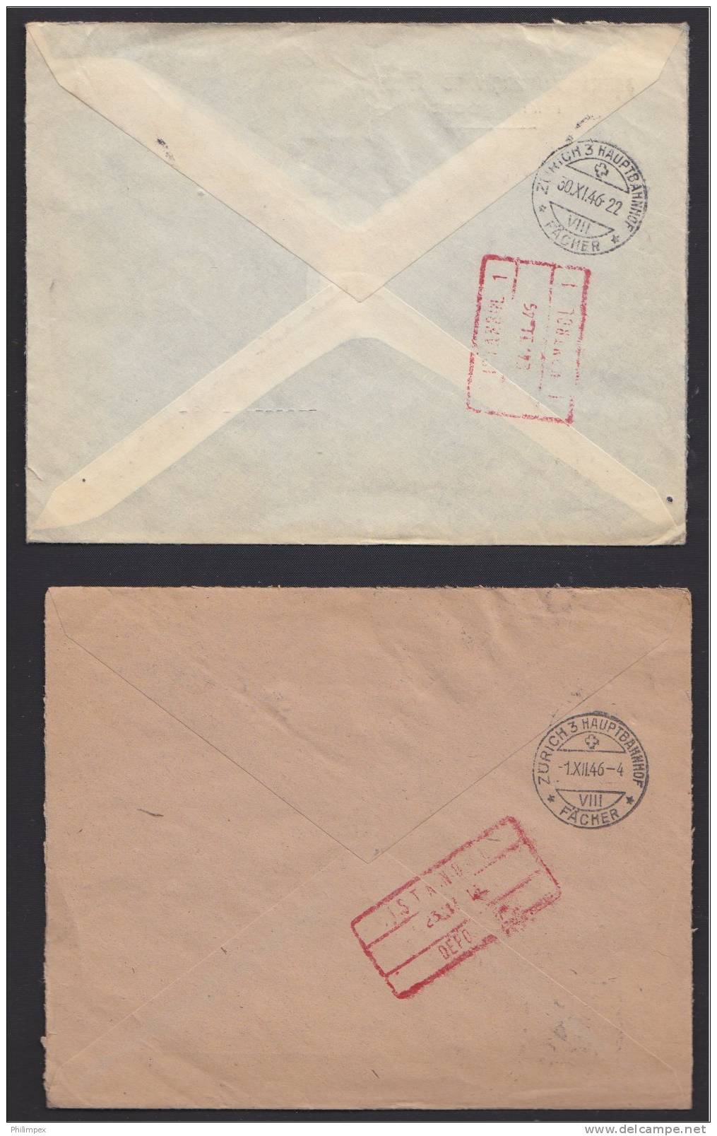 TURKEY, 4 REGISTERED  COVERS 1946-1947 TO ZÜRICH, Good Condition - Lettres & Documents