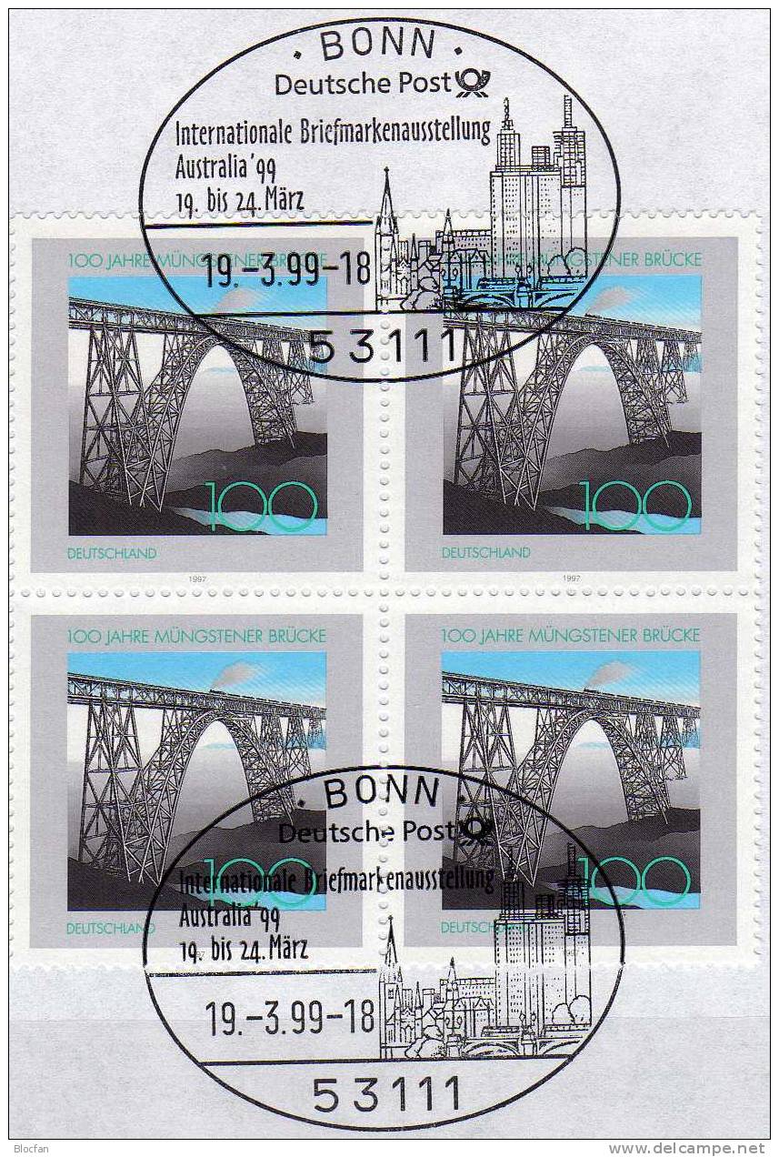 Australia´99 Melbourne Bund 1931 VB SST 7€ Offizieller Messebrief Eisenbahnbrücke über Wupper MBrf.2/99 Cover Of Germany - Lettres & Documents