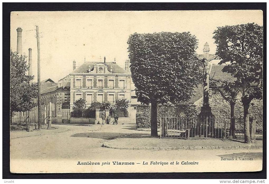 CPA  ANCIENNE- FRANCE- ASNIERES-SUR-OISE (95)- LA FABRIQUE ET LE CALVAIRE- ANIMATION - Asnières-sur-Oise