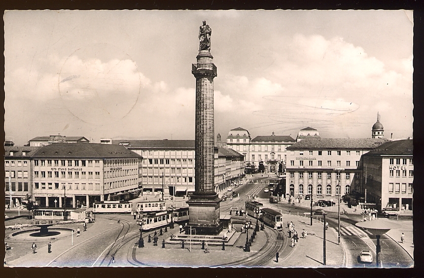 CPSM Allemagne  DARMSTADT  Luisenplatz Mit Monument - Darmstadt