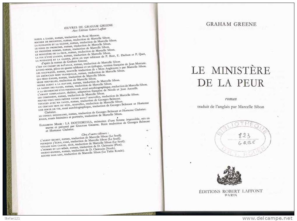 Le Ministère De La Peur - Graham Greene - 1975 - 366 Pages 20 X 13,8 Cm - Action