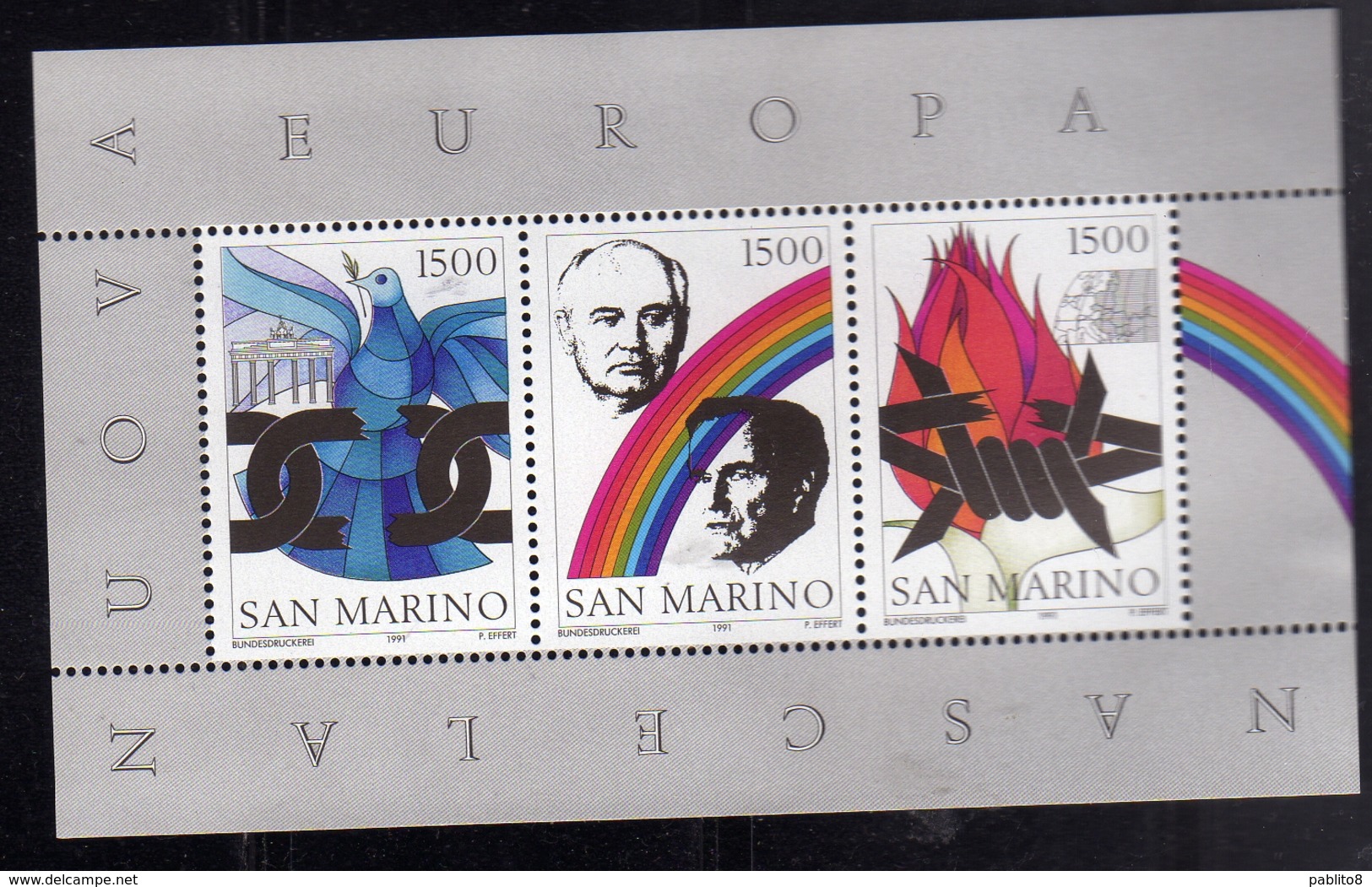 REPUBBLICA DI SAN MARINO 1991 LA NUOVA EUROPA NEW EUROPE BLOCCO FOGLIETTO BLOCK SHEET BLOC FEUILLET MNH - Ongebruikt