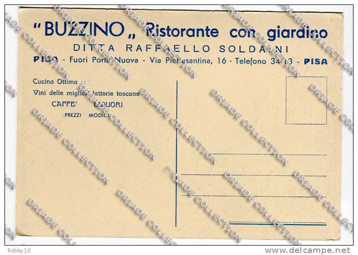 CARTOLINA FORMATO GRANDE RISTORANTE BUZZINO PISA NA1 - Pisa