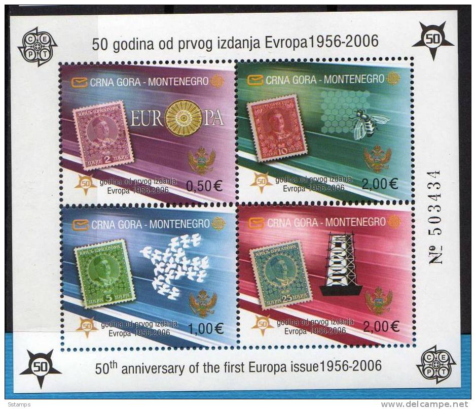 2006  MONTENEGRO  CRNA GORA  EUROPA CEPT 50 YEARS NEVER HINGED - 2006