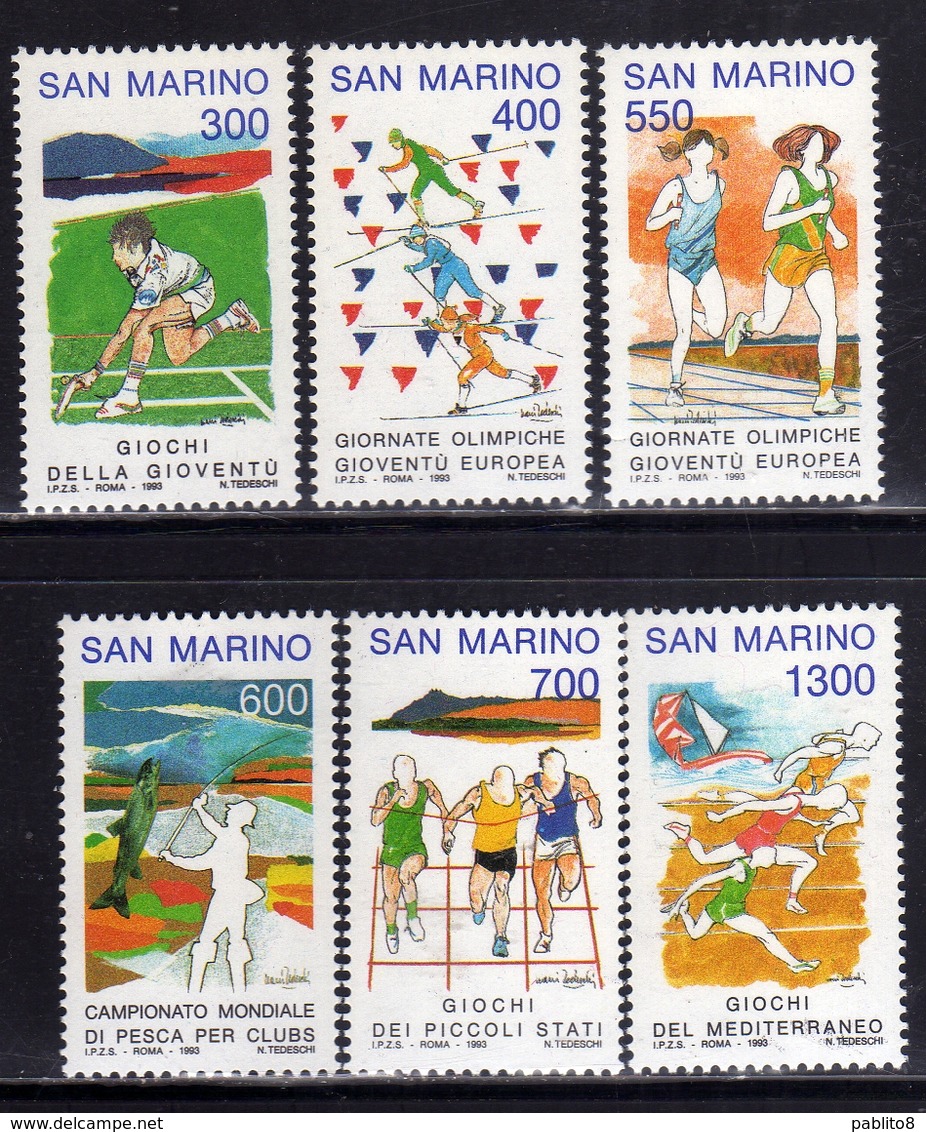 REPUBBLICA DI SAN MARINO 1993 SPORT AVVENIMENTI SPORTIVI SPORTS EVENTS SERIE COMPLETA COMPLETE SET MNH - Ungebraucht